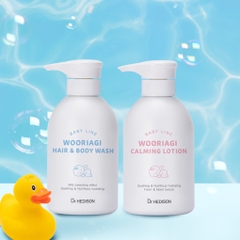 Bộ sản phẩm Sữa tắm dưỡng ẩm dịu nhẹ chăm sóc da cho bé Dr. Hedison Worriagi Hair & Body Wash 450ml + Sữa dưỡng làm dịu da Dr. Hedison Worriagi Calming Lotion 450ml