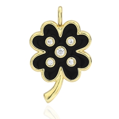 Charm treo hình cỏ bốn lá đính đá
 xanh dương đậm