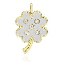 Charm treo hình cỏ bốn lá đính đá
 xanh dương đậm