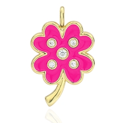 Charm treo hình cỏ bốn lá đính đá
 xanh dương đậm
