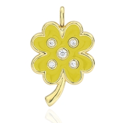 Charm treo hình cỏ bốn lá đính đá
 xanh dương đậm
