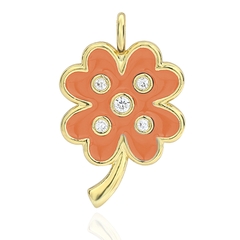 Charm treo hình cỏ bốn lá đính đá
 xanh dương đậm