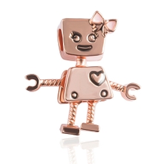 Charm hợp kim Robot xỏ ngang màu hồng