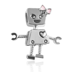Charm hợp kim Robot xỏ ngang màu hồng