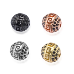 Charm hợp kim tròn đính đá có hoa
  văn xỏ ngang màu đen