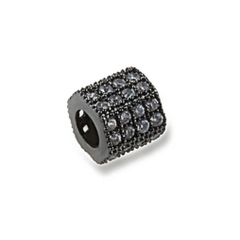 Charm trụ lục giác đen đính đá trắng