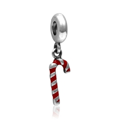Charm hợp kim xỏ ngang hình trái thông họa tiết nơ đỏ