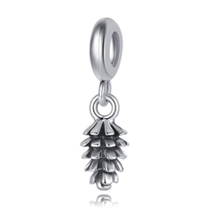 Charm hợp kim xỏ ngang hình trái thông họa tiết nơ đỏ