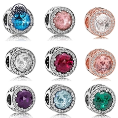 Charm bạc xỏ ngang đính đá pandora