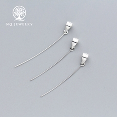 Charm bạc móc khoen dài móc mặt dây chuyền