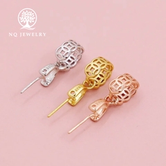 Charm bạc khoen móc mặt phật, mặt tỳ hưu hình kim tiền