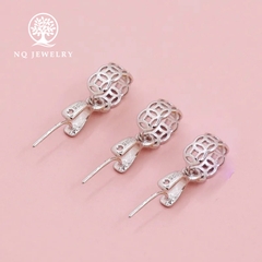Charm bạc khoen móc mặt phật, mặt tỳ hưu hình kim tiền