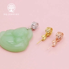 Charm bạc khoen móc mặt phật, mặt tỳ hưu hình kim tiền