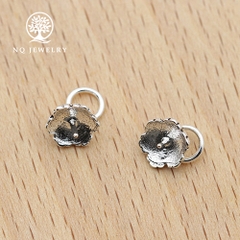 Charm bạc phụ kiện làm mặt dây chuyền hình hoa