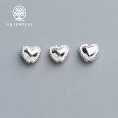Charm bạc trái tim xỏ ngang bạc thái