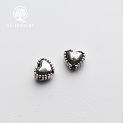 Charm bạc trái tim xỏ ngang bạc thái