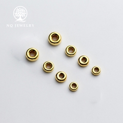 Charm bi bạc mạ vàng hạt dẹp - hạt cườm bạc