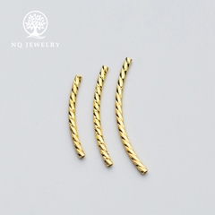Charm bạc hình ống họa tiết xoắn