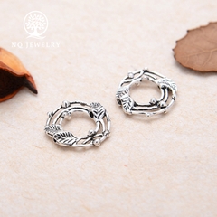Charm bạc hình tổ chim lồng hạt 6mm vào giữa xỏ ngang