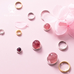 Charm bạc vòng viền tròn mỏng hạt đính giữa