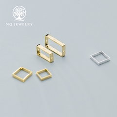 Charm bạc hình chữ nhật lồng hạt