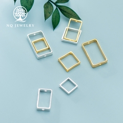 Charm bạc hình chữ nhật lồng hạt