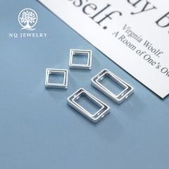 Charm bạc hình chữ nhật lồng hạt