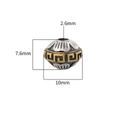 Charm bạc dĩa bay họa tiết hoa văn dát đồng xỏ ngang