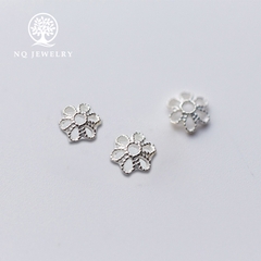 Charm bạc chụp hạt họa tiết hoa văn