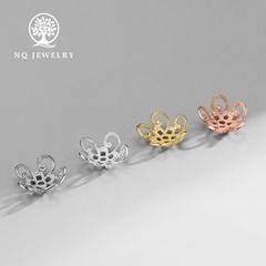 Charm bạc chụp hạt, bọc hạt họa tiết hoa