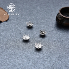 Charm bạc chụp hạt, bọc hạt họa tiết hoa văn 8mm