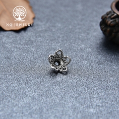 Charm bạc chụp hạt, bọc hạt họa tiết hoa văn 8mm