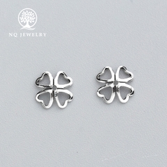 Charm bạc chụp hạt, bọc hạt họa tiết cỏ 4 lá