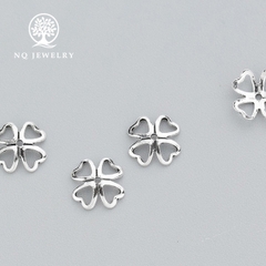 Charm bạc chụp hạt, bọc hạt họa tiết cỏ 4 lá