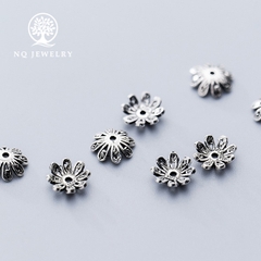 Charm bạc chụp hạt, bọc hạt họa tiết hoa văn 10mm