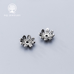 Charm bạc chụp hạt, bọc hạt họa tiết hoa văn 10mm