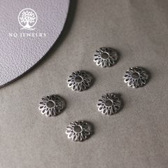 Charm bạc chụp hạt, bọc hạt họa tiết hoa văn giọt nước 10mm - NQ Jewelry