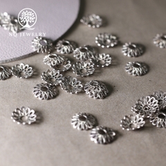 Charm bạc chụp hạt, bọc hạt họa tiết hoa văn giọt nước 10mm - NQ Jewelry