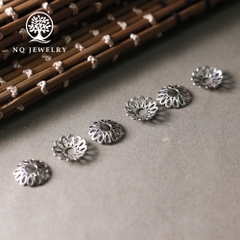 Charm bạc chụp hạt, bọc hạt họa tiết hoa văn giọt nước 10mm - NQ Jewelry