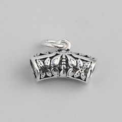 Charm bạc hình trụ xỏ ngang để gắn charm treo mẫu