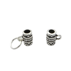 Charm bạc gắn charm treo họa tiết hoa văn