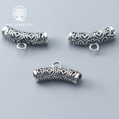 Charm bạc hình đốt trúc họa tiết đồng tiền gắn charm treo