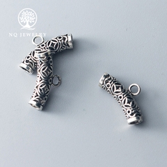 Charm bạc hình đốt trúc họa tiết đồng tiền gắn charm treo