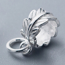 Charm bạc chiếc lá cuộn tròn gắn charm treo