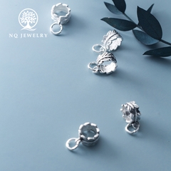 Charm bạc chiếc lá cuộn tròn gắn charm treo