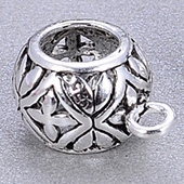 Charm bạc hình trống xỏ ngang để gắn charm treo