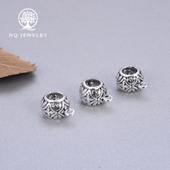 Charm bạc hình trống xỏ ngang để gắn charm treo