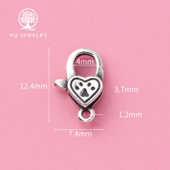 Charm bạc ổ khóa hình trái tim
