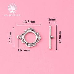 Charm bạc hình khóa họa tiết hoa lá