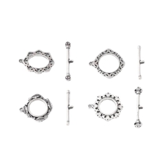 Charm bạc hình khóa họa tiết hoa lá